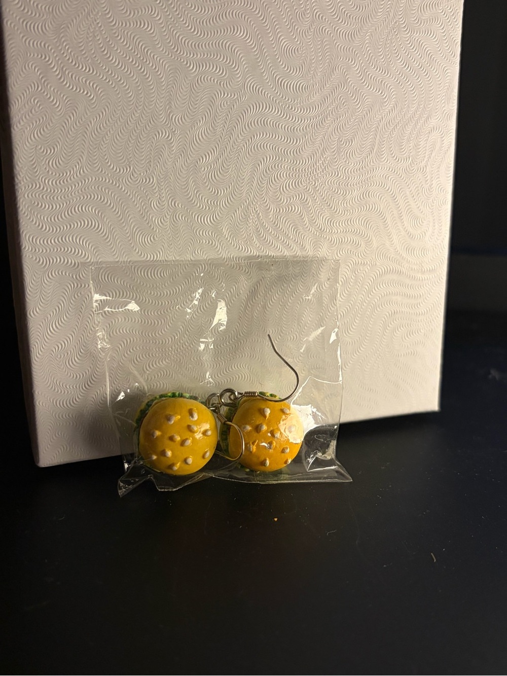 Yellow Burger Drop Earrings - Unbranded